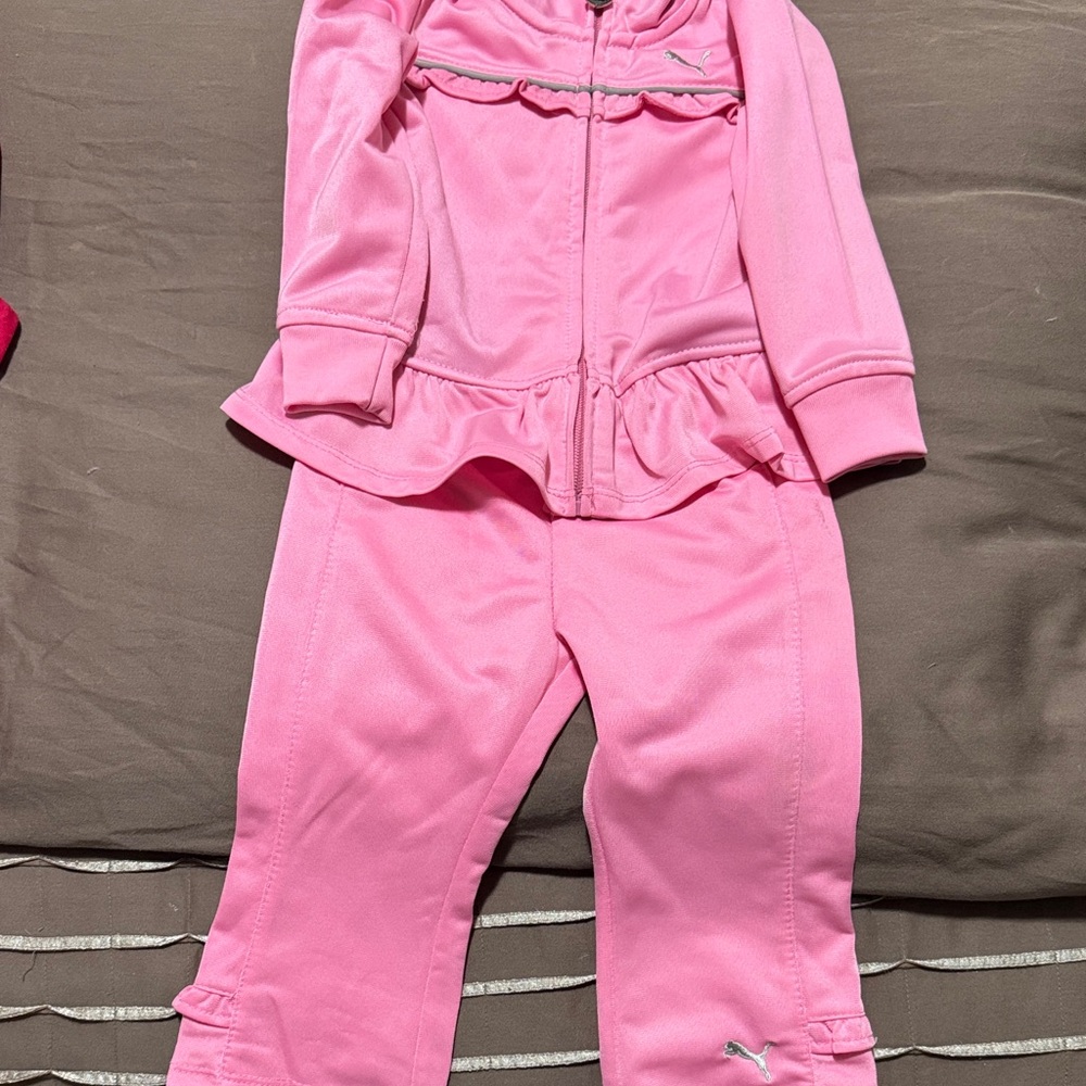 Puma Pink Girls' Ruffle Hem Track Jacket and Pants